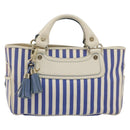 CELINE Boogie Bag Canvas Navy Gold Tone Auth 198642A-13