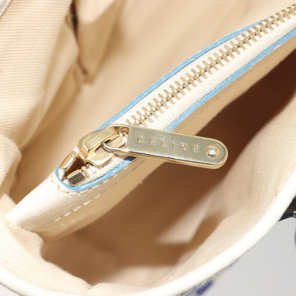 CELINE Boogie Bag Canvas Navy Gold Tone Auth 198642A