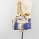 CELINE Boogie Bag Canvas Navy Gold Tone Auth 198642A-27