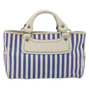 CELINE Boogie Bag Canvas Navy Gold Tone Auth 198642A-2