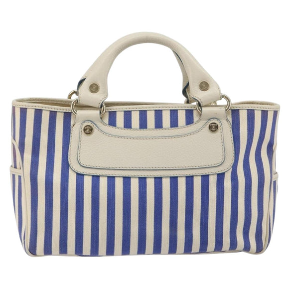 CELINE Boogie Bag Canvas Navy Gold Tone Auth 198642A