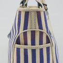 CELINE Boogie Bag Canvas Navy Gold Tone Auth 198642A-4