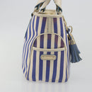 CELINE Boogie Bag Canvas Navy Gold Tone Auth 198642A-5