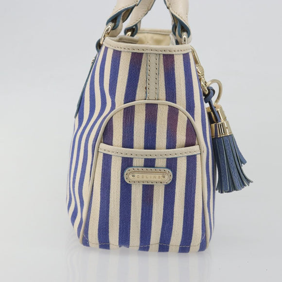 CELINE Boogie Bag Canvas Navy Gold Tone Auth 198642A