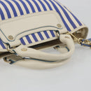 CELINE Boogie Bag Canvas Navy Gold Tone Auth 198642A-8