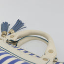 CELINE Boogie Bag Canvas Navy Gold Tone Auth 198642A-14