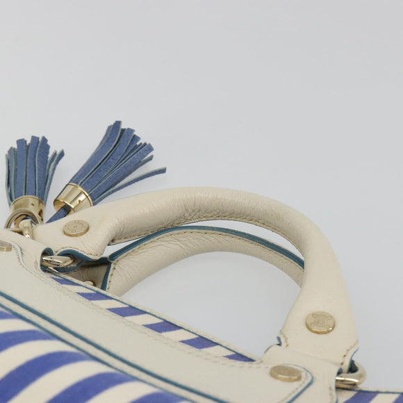 CELINE Boogie Bag Canvas Navy Gold Tone Auth 198642A