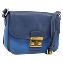 Miu Miu Shoulder Bag Leather Navy Gold Tone Auth 198643A-1