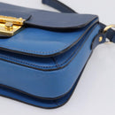 Miu Miu Shoulder Bag Leather Navy Gold Tone Auth 198643A-9