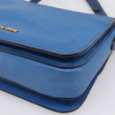 Miu Miu Shoulder Bag Leather Navy Gold Tone Auth 198643A-15