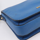 Miu Miu Shoulder Bag Leather Navy Gold Tone Auth 198643A-16