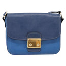 Miu Miu Shoulder Bag Leather Navy Gold Tone Auth 198643A-13