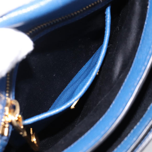 Miu Miu Shoulder Bag Leather Navy Gold Tone Auth 198643A