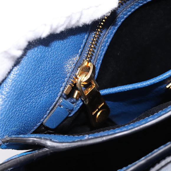 Miu Miu Shoulder Bag Leather Navy Gold Tone Auth 198643A