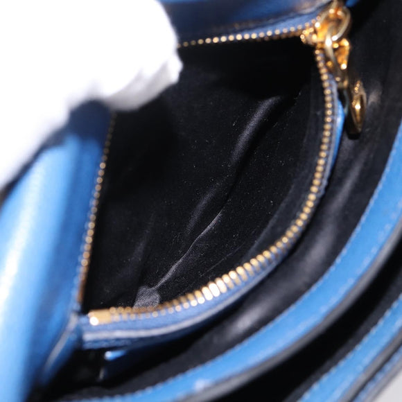 Miu Miu Shoulder Bag Leather Navy Gold Tone Auth 198643A
