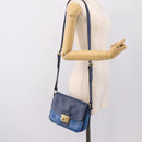 Miu Miu Shoulder Bag Leather Navy Gold Tone Auth 198643A-27