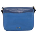 Miu Miu Shoulder Bag Leather Navy Gold Tone Auth 198643A-2