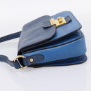 Miu Miu Shoulder Bag Leather Navy Gold Tone Auth 198643A-3