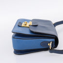 Miu Miu Shoulder Bag Leather Navy Gold Tone Auth 198643A-4
