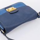 Miu Miu Shoulder Bag Leather Navy Gold Tone Auth 198643A-6