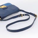 Miu Miu Shoulder Bag Leather Navy Gold Tone Auth 198643A-7