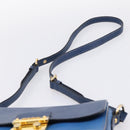 Miu Miu Shoulder Bag Leather Navy Gold Tone Auth 198643A-8