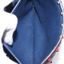 VALENTINO Rock Studs Chain Shoulder Bag Leather 2way Navy Gold Auth 198645M-26