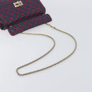 VALENTINO Rock Studs Chain Shoulder Bag Leather 2way Navy Gold Auth 198645M-9