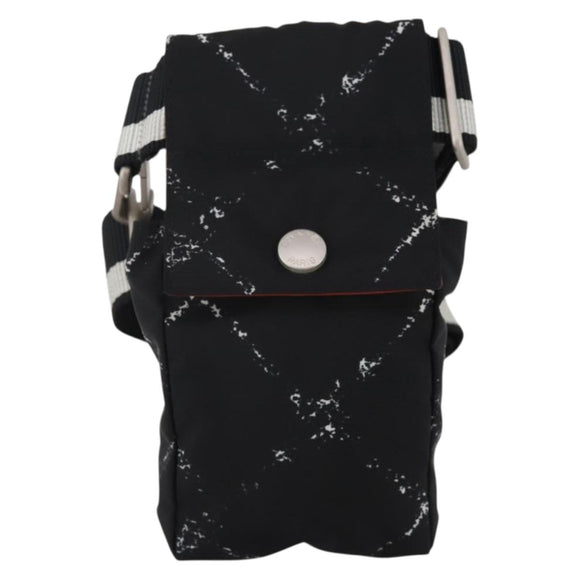 CHANEL Travel Line Waist Bag Nylon Black Silver CC Auth 198646A