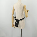 CHANEL Travel Line Waist Bag Nylon Black Silver CC Auth 198646A-23