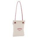 HERMES Aline PM Shoulder Bag Canvas Beige Red Auth 198647A-1