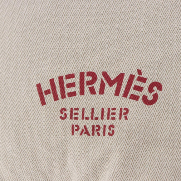 HERMES Aline PM Shoulder Bag Canvas Beige Red Auth 198647A