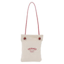 HERMES Aline PM Shoulder Bag Canvas Beige Red Auth 198647A-2