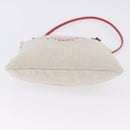HERMES Aline PM Shoulder Bag Canvas Beige Red Auth 198647A-9