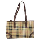 BURBERRY Nova Check Tote Bag PVC Leather Beige Brown Auth 198649A-13