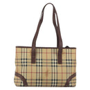 BURBERRY Nova Check Tote Bag PVC Leather Beige Brown Auth 198649A-2