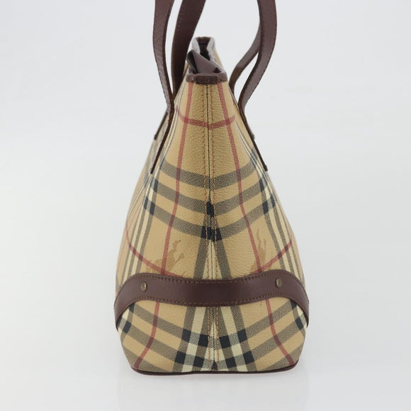BURBERRY Nova Check Tote Bag PVC Leather Beige Brown Auth 198649A