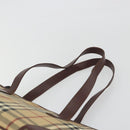 BURBERRY Nova Check Tote Bag PVC Leather Beige Brown Auth 198649A-8