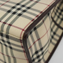 BURBERRY Nova Check Hand Bag Canvas Beige Silver Auth 198650-10