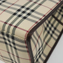 BURBERRY Nova Check Hand Bag Canvas Beige Silver Auth 198650-12