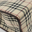 BURBERRY Nova Check Hand Bag Canvas Beige Silver Auth 198650-13