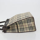 BURBERRY Nova Check Hand Bag Canvas Beige Silver Auth 198650-5
