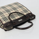 BURBERRY Nova Check Hand Bag Canvas Beige Silver Auth 198650-6