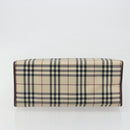 BURBERRY Nova Check Hand Bag Canvas Beige Silver Auth 198650-9