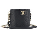 CHANEL Matelasse Chain Shoulder Vanity Bag Lamb Skin Black CC Auth 198651SAM-1