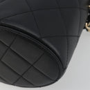 CHANEL Matelasse Chain Shoulder Vanity Bag Lamb Skin Black CC Auth 198651SAM-12