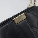 CHANEL Matelasse Chain Shoulder Vanity Bag Lamb Skin Black CC Auth 198651SAM-16