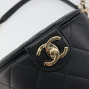 CHANEL Matelasse Chain Shoulder Vanity Bag Lamb Skin Black CC Auth 198651SAM-18