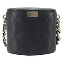 CHANEL Matelasse Chain Shoulder Vanity Bag Lamb Skin Black CC Auth 198651SAM-3