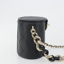 CHANEL Matelasse Chain Shoulder Vanity Bag Lamb Skin Black CC Auth 198651SAM-5